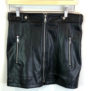 7 for all Mankind Black faux Leather Mini Skirt size M